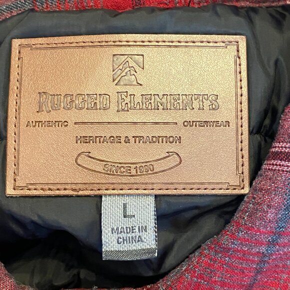 Rugged Elements Insulated Plaid Flannel Shirt Jacket Sz L Utility Heavyweight - Picture 11 of 13